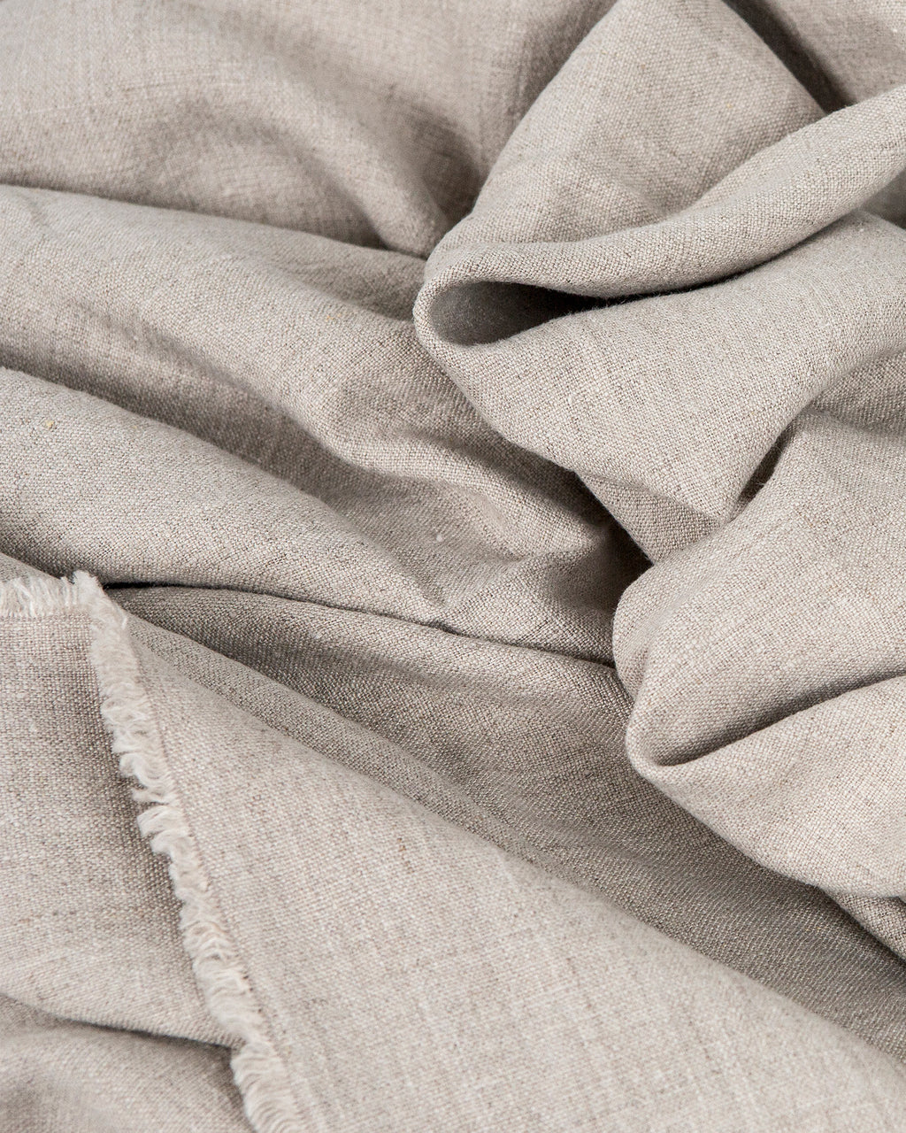 Textura del lino natural Linum con fleco trabajado