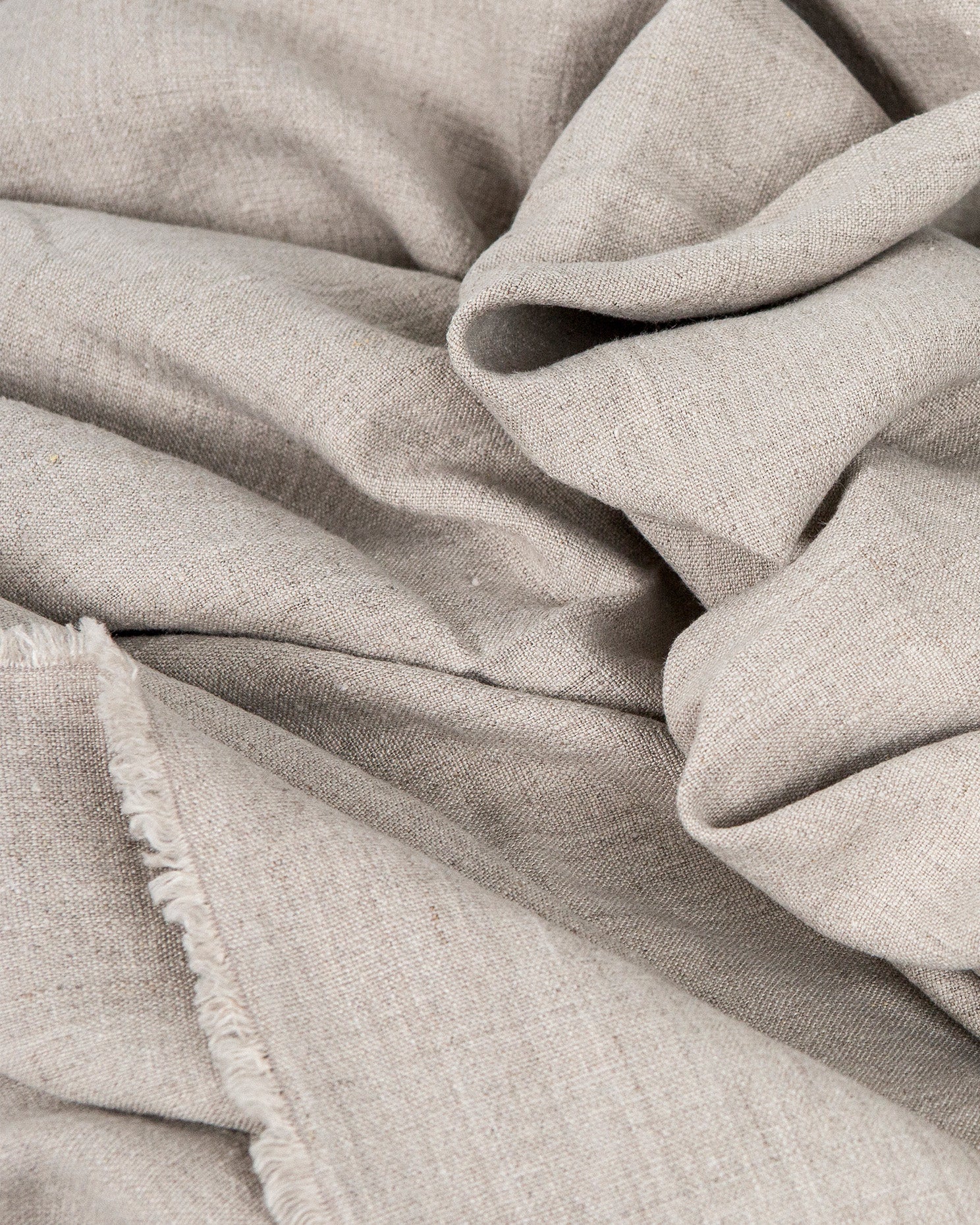 Textura del lino natural Linum con fleco trabajado